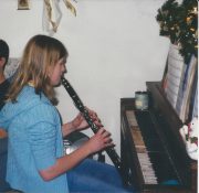 Jess playing the clarinet to Christmas Carols Christmas Day