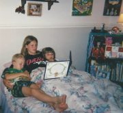 Jess reading to Hannah & Caleb 2002