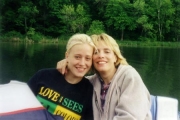 Debbie and Krista on pontoon (1999)