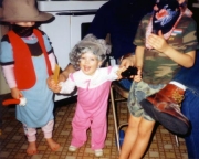Joey & Krista playing dress-up with Nikki ( 1987)